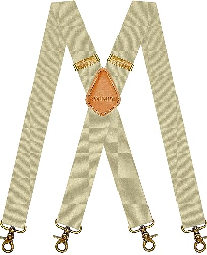 AYOSUSH Vintage Suspenders for Men Heavy Duty 4 Snap Hooks for Belt Loops Adjustable X Back