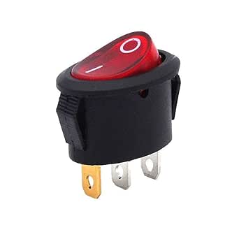 Generic 5 x Red Illuminated Light On/Off Oval Rocker Switch 6A/250V 10A ...