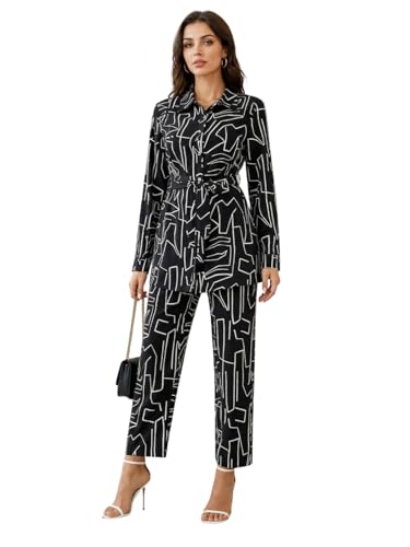Image of Leriya Fashion Co Ord Set for Women Stylish | Western Dress for Women Casual Poly Cotton Cord Set | Printed Shirt Pant Set with Wide Leg Pants | Smart Casual Office & Travel Outfit