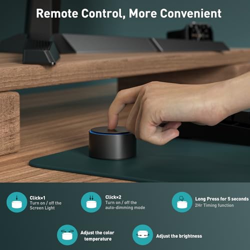 Image of Quntis Aluminium Monitor Light Bar PRO+ With Rem0Te Control Eye-Care Technology Computer Monitor LED Lamp Dimmable Screen Light Bar With Auto-Dimming No Screen Glare Home Office Desk Lamp Black