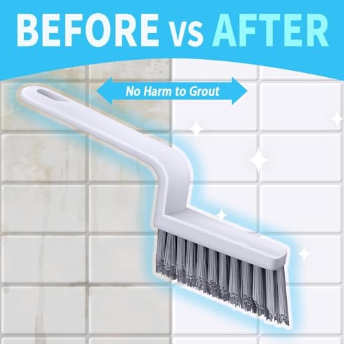 Image of KBZONE 2PCS Grout Cleaner Brush V Shape, Stiff Grout Cleaning Brushes for Tile,Floor Magic Brush, Bathroom Accessory, Cleaning Tools, Grout Scrub Brush Set for Shower, Bathroom, Kitchen, Household Use