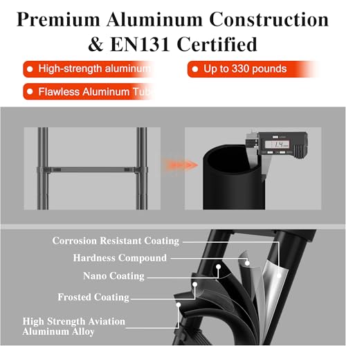 Image of Telescoping Ladder Extension Telescopic Collapsible - 12.5 FT Rv Telescope Foldable Extendable Tall Compact Aluminum Ladders - for House Roof Travel Trailers Adjustable Retractable - 330lbs Capacity
