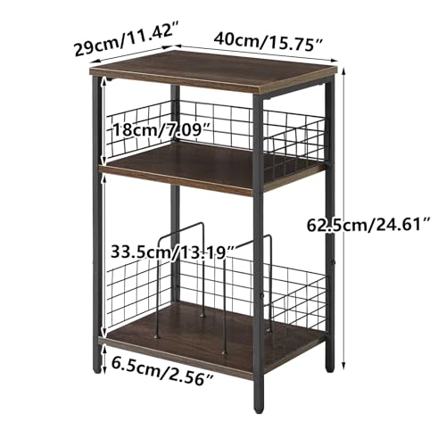 YMYNY Estantería de 3 Estantes, Mesa Auxiliar de Salón, Soporte para Tocadiscos, Muebles de Grabador, Estantería para Estudio, Dormitorio, Estilo Industrial, 40×29×62.5CM Gris HST009G - imagen 3
