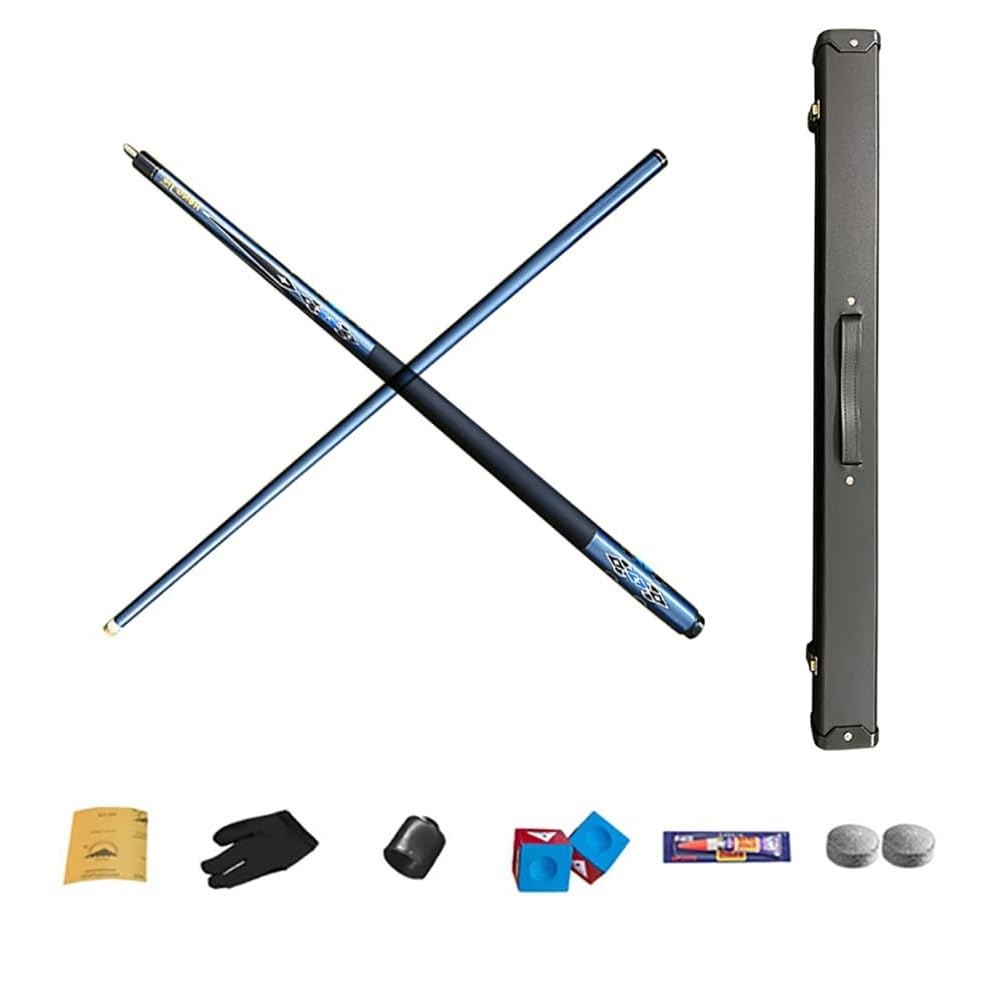 1/2 przegubowy kij bilardowy do snookera, 142 cm, kij do snookera lub kija bilardowa z włókna węglowego, końcówka 9,5 mm/13 mm, z pudełkiem, etui i zestawem kredy, dla profesjonalnych graczy