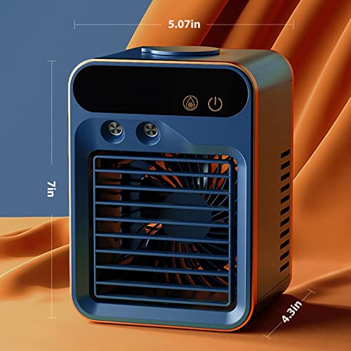 hYwecy Portable Air Conditioner-4000mAh Rechargeable Office Air Conditioner in Three Speeds&Spray Speed,Portable Evaporative Cooling Fan with Spray for Home Bedroom Office Car (dark blue)