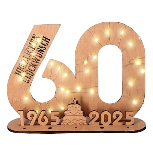 エレガントな木製数字置物 LED ライトストリングスタンド付き 誕生日や結婚式用 ウッドサイン ゲストブック アート 木製オーナメント