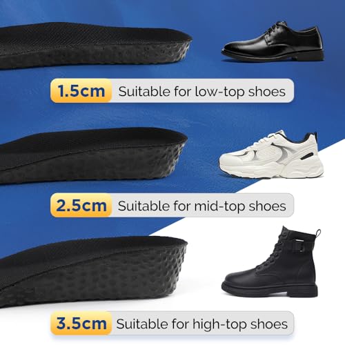 Image of Height Increase Insole Elastic Shock Absorbing Sports Shoe Insoles, Heel Lift Inserts Elevator Insoles for Men & Women (1.5cm-Black, Women US 7-8.5)