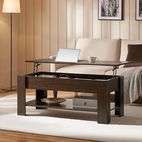 image for Yaheetech Lift Top Coffee Table with Hidden Compartment and Storage Sh