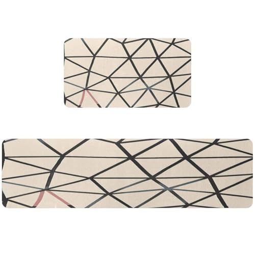 Alfombrillas de cocina antideslizantes VAPOKF con patrón triangular lavable 2