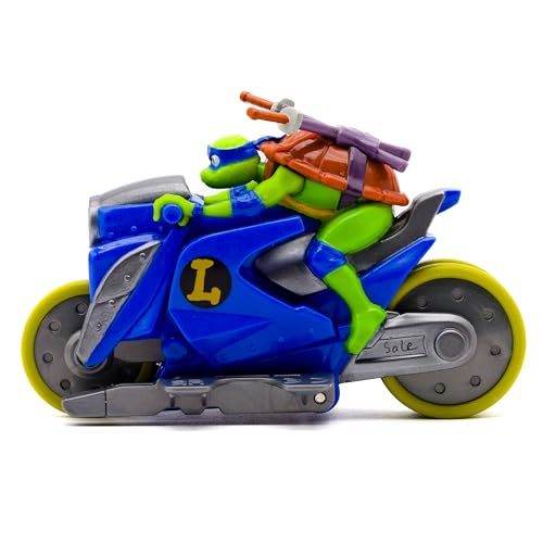 Teenage Mutant Ninja Turtles Toy, Backflip Riders Assortment, Rev-Up and Light-Up Stunt Bike, Performs Backflip Action, Rubber Tires, Mutant Mayhem TMNT Collectible Ninja Turtles, for Kids Ages 5+