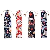 UKCOCO 4 Stück Besteck mit Kordelzug Tragetasche für Japanische Essstäbchen Löffel Strohhalme...