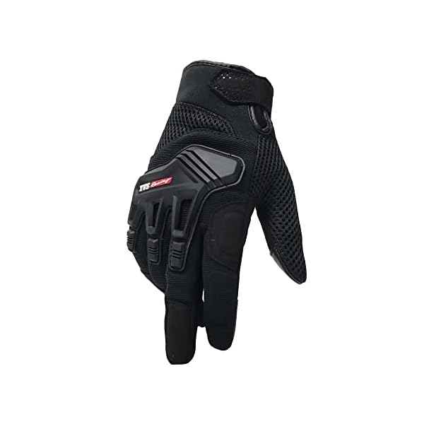 TVS Riding Gloves for Men-Mesh for Ventilation, Bike Riding Gloves With Touch Screen Compatible & Visor Wiper Fingertips, TPR Protection for Knuckles-Premium Bike Gloves for Riding Comfort (Black-M)