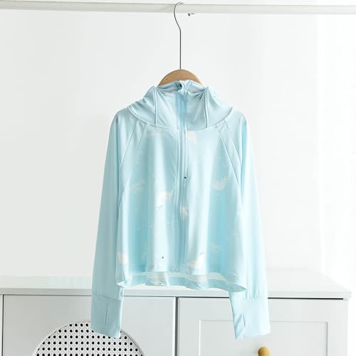 Kids Sun Hoodies Cute Bear Print Zip-Up Cooling Shirts Girls Boys UPF50+ Sun Protection Loose Hooded Jacket for 3-14 Years2