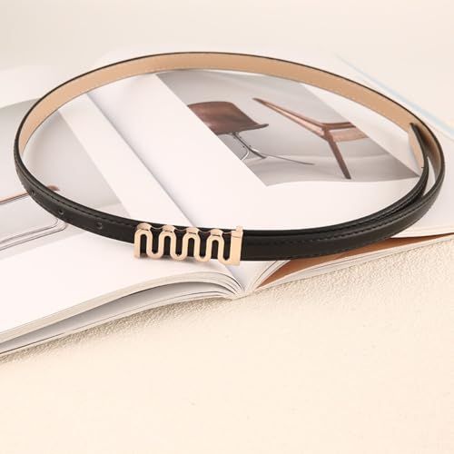 Waist Cinch Belt PU Thin Waistband Gift Zinc Alloy Buckle Waist Belt Women Ladies(black)4