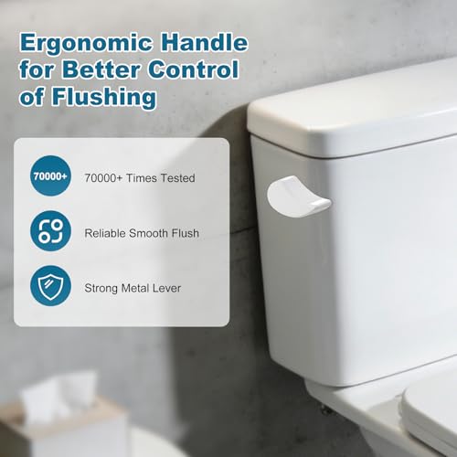 Image of iFealClear Metal Toilet Handle Replacement Compatible with TOTO THU068-CP Trip Lvr for St743S, St406 Soild Brass Toilet Tank Flush Lever, Side Mount Toilet Trip Levers, White