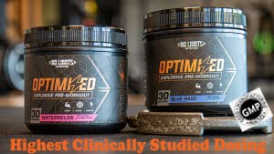 Image of inchOptimized inch Blue Razz Pre-Workout Powder / Massive Pumps / Increase Muscle Mass, Strength & Focus / Beta Alanine + L-Citrulline + Betaine Anhydrous + Creatine + Caffeine Anhydrous / 30 Servings