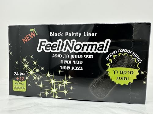 Image of Feel Normal Disposable Black Panty Liners for Women 36 pcs with Protective Layer for Extra Protection Against Leaks