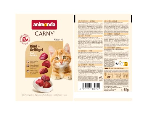 animonda Carny Kitten Katzenfutter nass Rind + Geflügel Pouch (12 x 85g) – Ansicht 4