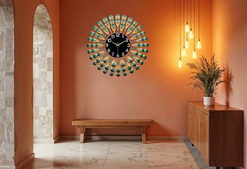 Image of RECTITUDE Large Silent Wall Clocks, Modern, Battery Operated, Non-Ticking for Bedroom Office Kitchen Home Metal Glass Decoration, Quartz Wall Watch for Indoor House, Living Room (Luxury Clock)