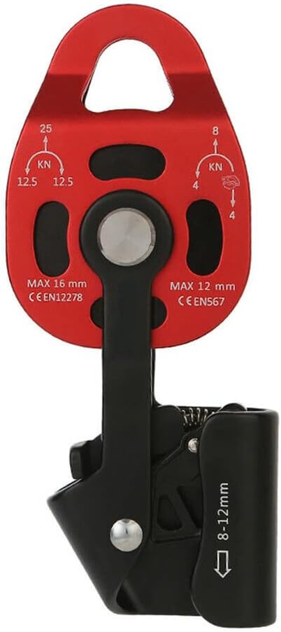 ansu Self-Locking Pulley Progress Capture Swing Side for Heavy Hauling Lifting System Pulley (Red)