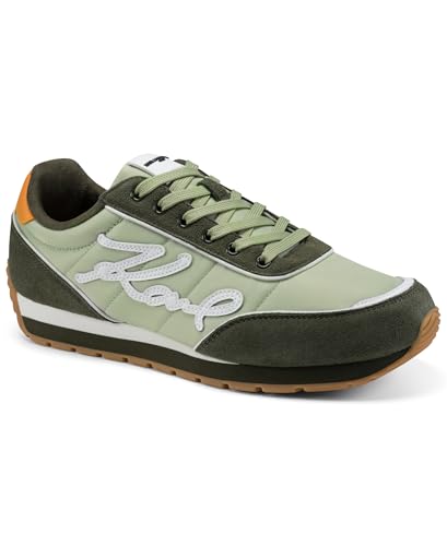 KARL LAGERFELD Paris Men's Gabriel Mixed Media Sneaker, Green, 10