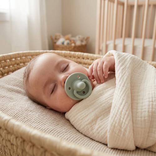 Image of Lee Lee and Me Newborn Pacifier - Sage - 100% Medical Grade Silicone Paci - Breast-Like Nipple for Natural Latch - BPA-Free - Size 0-18 Months