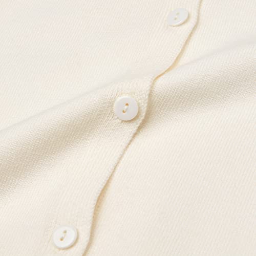 Image of BOLEROSE Girls Long Sleeve School Uniform Childrens Kids Cardigan (Ivory, 5-6 Years)