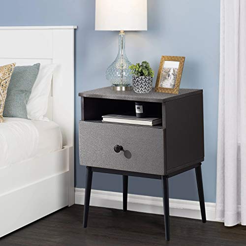 Image of VECELO Modern Nightstands,Square End Side Table with Drawer and Storage Space for Bedroom and Living Room