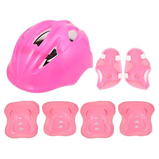 CLISPEED Casco De Bicicleta para Niños con Rodilleras Coderas Muñequeras Casco Deportivo para Niños Pequeños Equipo De Protección para Niños Niñas Ciclismo Monopatín Scooter Rosa
