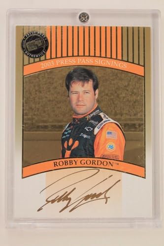 NASCAR Driver ROBBY GORDON Autographed Signed 2003 Press Pass Card w/ Holder - Autographed NASCAR Cards