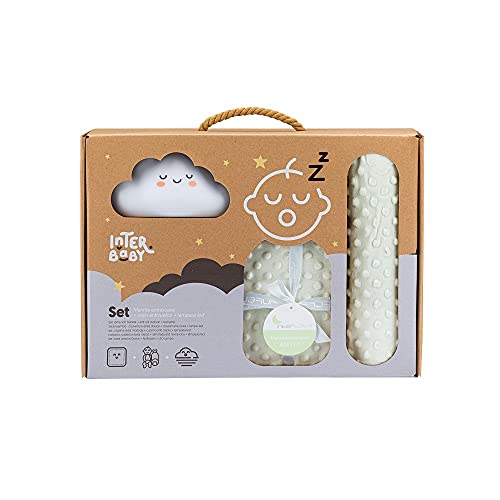 Interbaby Conjunto presente bebé manta com almofada caramelo bege com candeeiro