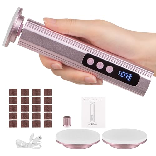 Pettidot 2 in 1 Lima Piedi Elettrica senza Fili 2600 mAh, Togli Calli Piedi 9 Velocità Regolabili 2 Testine in ​​Nano-vetro, Pedicure Elettrico Professionale Leviga Talloni, Rosa