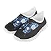 Pointodoor Kids Sneakers Girls Slip on Flats Walking Shoes with Blue Butterfly Mesh Comfort Loafers Lightweight School Fashion Sneakers Size 12