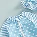 Toddler Baby Girl Rash Guard Swimsuit Cute Fashion Striped Dot Zipper Long Sleeve Bathing Suit Jumpsuit with Hat (Sky Blue, 3-4 Years)