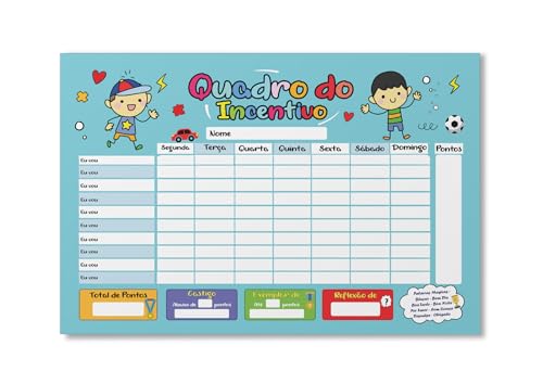 Quadro Do Incentivo E Tarefas Infantil + 46 Imãs (Verde Água)