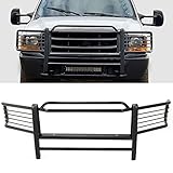 HECASA Brush Guard Compatible with 1999-2007 Ford F250 F350 F450 F550 Super Duty 2000-2006 Ford Excursion Bull Bar Front Bumper Grill Grille Guard Protector Brush Push Bar Black Steel Power Coated
