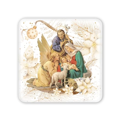 Fratelli Bonella – Cuadro de Natividad con la Sagrada Familia – Cuadro de madera con caja de regalo – Cuadro religioso para dormitorio de 10 x 10 cm – 100% fabricado en Italia