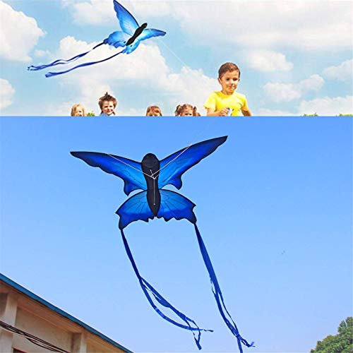 Zjcpow Drachen 70 x 150 cm Blau schöner Schmetterling Drachen Outdoor Spaß Sport Fliegen Spielzeug mit 30 m… – Bild 6