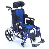 SHOWGG Kinderrollstühle Ärztliche Betreuung Aluminium High Back Multifunktions behinderte Kinder Komfortable manueller Rollstuhl mit Kopfstütze kann hinlegen und Hinlegen Faltbare Rollstuhl