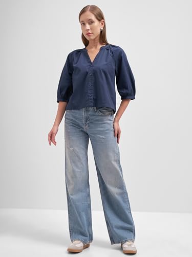 Image of Tokyo Talkies Women Tops for Woman|Women Oversized Fit Crop Top Shirt|Comfortable Premium Korean Button Down | Workwear Top for Office & Casual Outfit