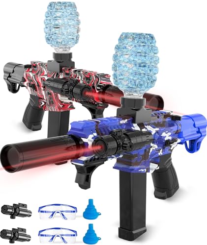 2 Pack Electric Gel Ball Blaster, High Speed Automatic Splatter Ball Blaster with 80000+ and Goggles, Rechargeable Splatter Ball Toys for Outdoor...