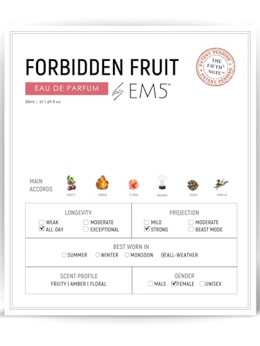 Image of EM5 Forbidden Fruit Perfume for Women | Sweet Fruity Floral Warm Spicy Fragrance | Eau de Parfum Spray | Strong & Long Lasting Scent | Luxury Gift for Her | 50ml