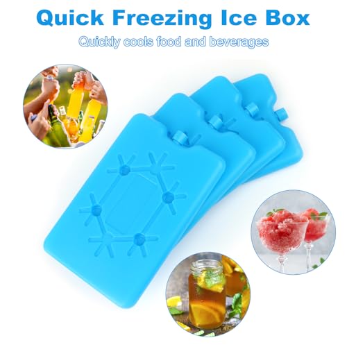 Pack of 4 Ice Packs Cool Bag, Ice Packs with 200 ml each, Small Cool Bag, Ultra Thin Cooling Element, Cold Pack Cooling Pads, Long Cooling Suitable for Travel and Camping, to Keep Food, Drinks Cold