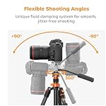K&F CONCEPT 83 inch/211cm Caméra Vidéo Tripod pour DSLR Monopode en aluminium compact avec tête de fluide et charge de 11,02lbs/5KG,360 Panorama pour les voyages, vidéo, streaming en direct, blog