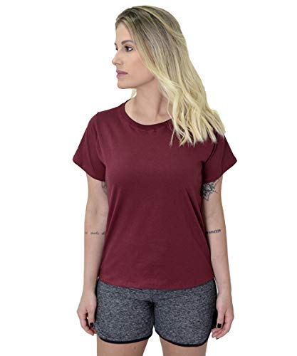 Kit 3 Camisetas Blusinhas Femininas 100% Algodão Premium New Basic (M, Preto, Vinho, Rosa)