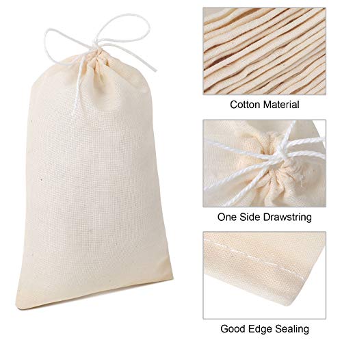Boao 50 Pieces Cheesecloth Bags For Straining Reusable Empty Tea Bags Soup Bags Spice Bags For Cooking Cold Brew Coffee Bags Muslin Strainer Bags, Beige (4 X 6 Inch) #TOP2