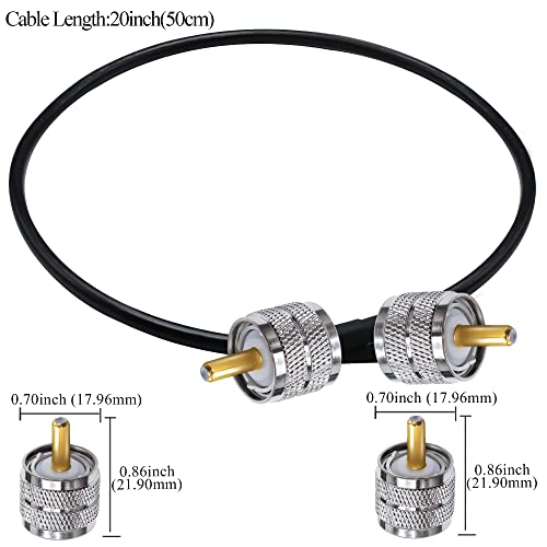 TUOLNK PL-259 Jumper Cable RG58 UHF Male to Male Low Loss 50 ohm CB Radio Coax Cable 20inch (50cm) SO239 Wifi Antenna Extension Cable for HAM Radio Antenna Analyzer 2 Pack - Image 2