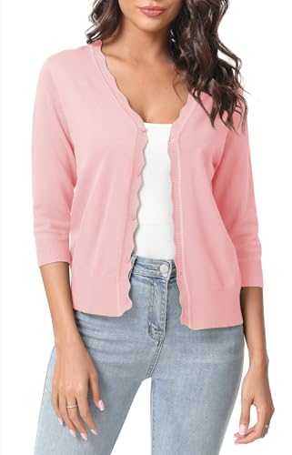 Urban CoCo Woman's 3/4 Sleeve V-Neck Cropped Cardigan Sweater Open Front Lightweight Knit Shrugs for Women3