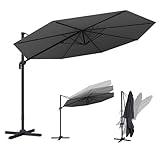 GREEN MORE Sonnenschirm Ampelschirm &Oslash; 300cm mit Gestell Aluminium und UV50+ Stoff - 360&deg; Drehbar und 5 Einstellungen Nach Oben und Unten, Dunkelgrau