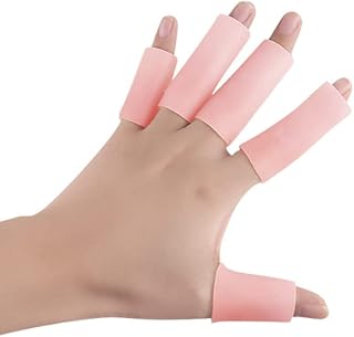 Multi-Purpose Gel Thumb Cover Protector Sleeves Finger Cots Finger Cots Cover Finger Tube Cover Protector Hand Cracking Eczema Sleeves for Protect Skin-Open skin tone